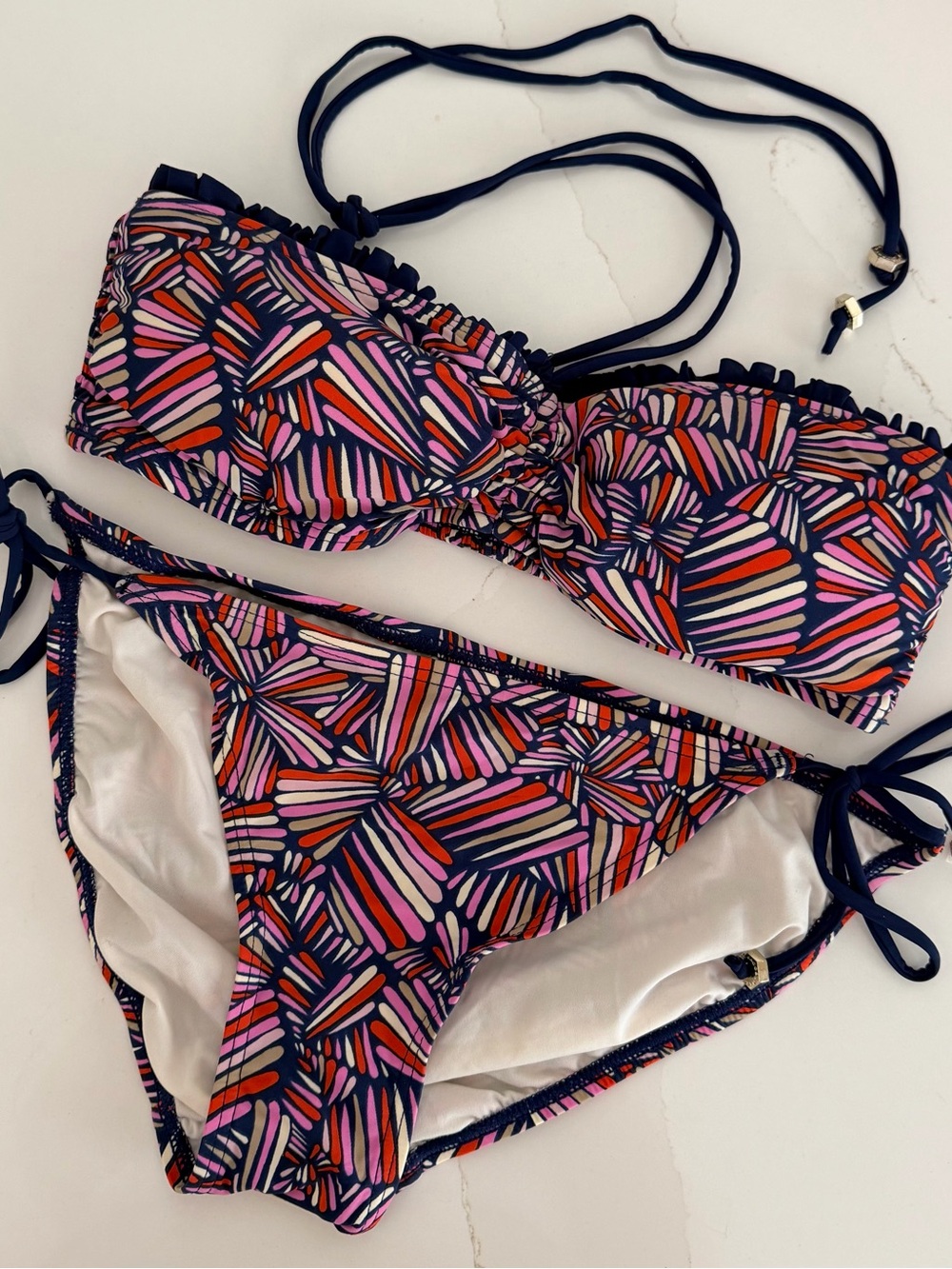 Marc By Marc Jacobs Navy Multicolor Abstract Stripe Bikini